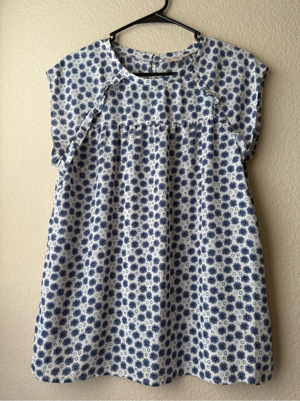 LOFT Blue and White Floral Flutter-Sleeve Blouse - Picture 2 of 4